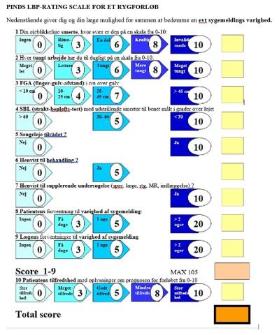 Pinds LBP rating scale.