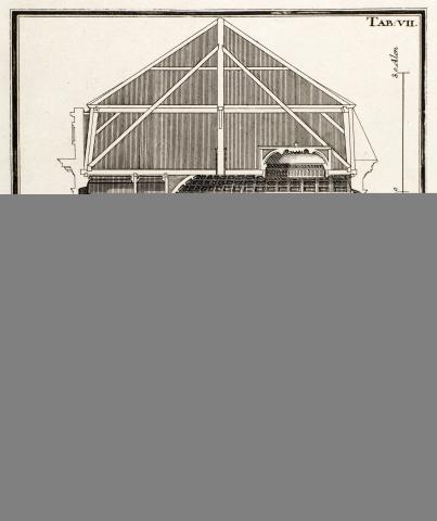 Snit gennem Kirurgisk Akademi. Tegning af arkitekten, Peter Meyn.