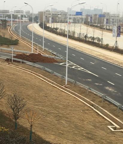 Vejblokeringen set fra en motorvejsbro, hvor vi stod og kiggede ned. Så er gode råd dyre, når det ikke fremgår på noget elektronisk navigationssystem. At finde den rette rute ud af byen til forskellige aftalte pick-up points var i sig selv en meget vanskelig opgave.